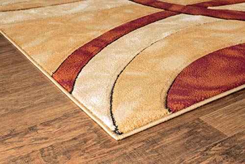 GLORY RUGS Area Rug Modern 8x10 Dark red Circles Geometry Soft Hand Carved Contemporary Floor Carpet Fluffy Texture for Indoor Living Dining Room and Bedroom Area