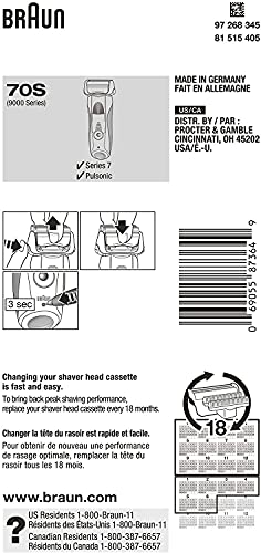 Braun Series 7 Pulsonic 70S (9000 Series) Cassette Replacement, Pack of 2