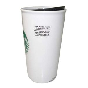 Starbucks Classic White and Green Coffee Traveler Tumbler Double Wall Ceramic Coffee Travel 12 oz