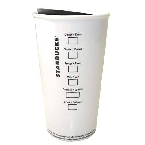 Starbucks Classic White and Green Coffee Traveler Tumbler Double Wall Ceramic Coffee Travel 12 oz