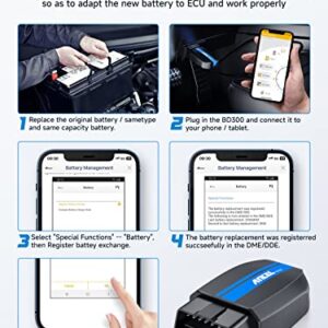 ANCEL BD300 OBD2 Scanner Bluetooth Fits for BMW Full System Code Reader Fits for BMW Diagnostic Tool with Battery Registration Tool Service EPB CBS ETC ABS Airbag & Powerful OBD2 Scanner for All Cars