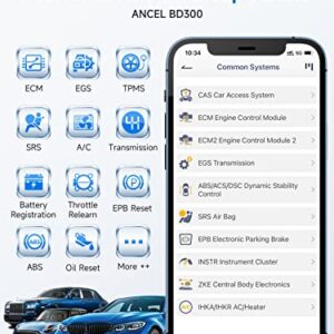 ANCEL BD300 OBD2 Scanner Bluetooth Fits for BMW Full System Code Reader Fits for BMW Diagnostic Tool with Battery Registration Tool Service EPB CBS ETC ABS Airbag & Powerful OBD2 Scanner for All Cars