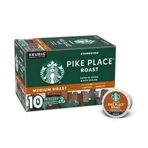 starbucks medium roast k-cup coffee pods — pike place roast for keurig brewers — 1 box (10 pods)