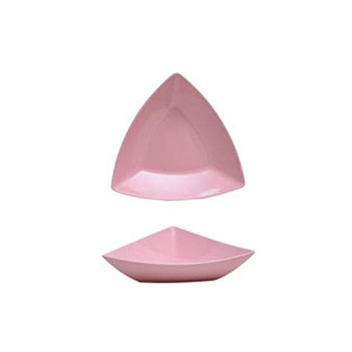 KOWMcp Dinner Plates 1Pcs Household Triangular Plate Can Be Used to Place Vegetables, Grilled Meat, Pasta, Fruit Pies (Color : Pink)