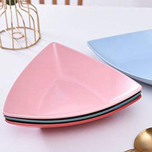 KOWMcp Dinner Plates 1Pcs Household Triangular Plate Can Be Used to Place Vegetables, Grilled Meat, Pasta, Fruit Pies (Color : Pink)