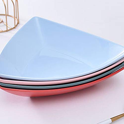 KOWMcp Dinner Plates 1Pcs Household Triangular Plate Can Be Used to Place Vegetables, Grilled Meat, Pasta, Fruit Pies (Color : Pink)