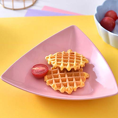 KOWMcp Dinner Plates 1Pcs Household Triangular Plate Can Be Used to Place Vegetables, Grilled Meat, Pasta, Fruit Pies (Color : Pink)