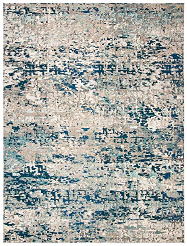 SAFAVIEH Madison Collection 8' x 10' Grey/Blue MAD460K Modern Abstract Non-Shedding Living Room Bedroom Dining Home Office Area Rug