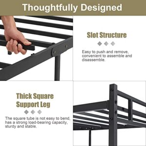 VECELO Twin Size Bed Frame with Wood Headborad, Mattress Foundation, Metal Platform with Steel Slats Support, No Box Spring Needed, Matte Black