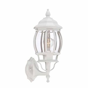 1-light outdoor white wall lantern with clear beveled glass