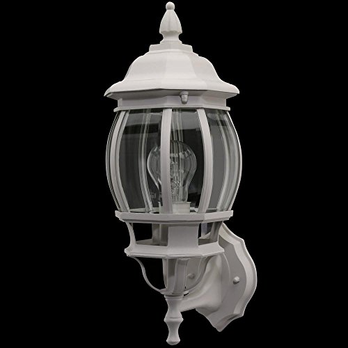 1-Light Outdoor White Wall Lantern with Clear Beveled Glass