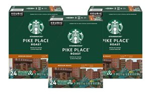 starbucks pike place roast coffee k-cup portion packs for keurig brewers, 72 count (3 boxes of 24 k-cups)