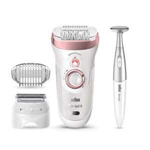 Braun Silk-épil 9 9-890 Facial Hair Removal for Women, Bikini Trimmer, Womens Shaver Wet & Dry, Cordless and 7 extras