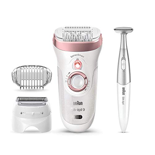 Braun Silk-épil 9 9-890 Facial Hair Removal for Women, Bikini Trimmer, Womens Shaver Wet & Dry, Cordless and 7 extras