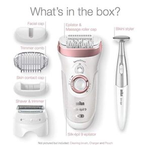 Braun Silk-épil 9 9-890 Facial Hair Removal for Women, Bikini Trimmer, Womens Shaver Wet & Dry, Cordless and 7 extras