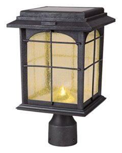 creative industries solar outdoor hand-painted sanded iron post lantern with seedy glass shade