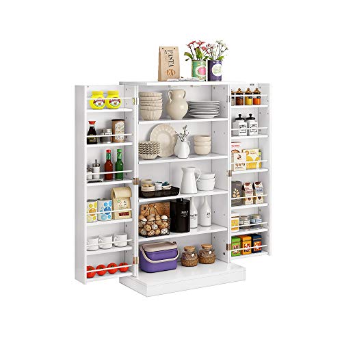 Function Home 41" Kitchen Storage Cabinet, Pantry Cabinet with Doors and Adjustable Shelves for Kitchen, Living Room and Dinning Room in White