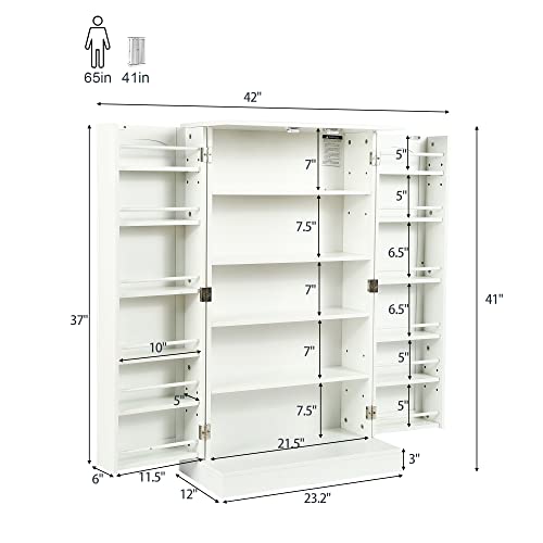 Function Home 41" Kitchen Storage Cabinet, Pantry Cabinet with Doors and Adjustable Shelves for Kitchen, Living Room and Dinning Room in White