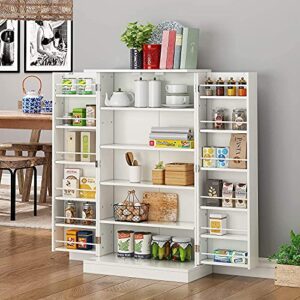 Function Home 41" Kitchen Storage Cabinet, Pantry Cabinet with Doors and Adjustable Shelves for Kitchen, Living Room and Dinning Room in White