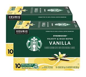 starbucks flavored coffee k-cup pods, vanilla flavored coffee, made without artificial flavors, keurig genuine k-cup pods, 10 ct k-cups/box (pack of 2 boxes)