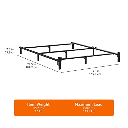 Amazon Basics Metal Bed Frame, 9-Leg Base for Box Spring and Mattress - Full, 74.5 x 53.5-Inches, Tool-Free Easy Assembly