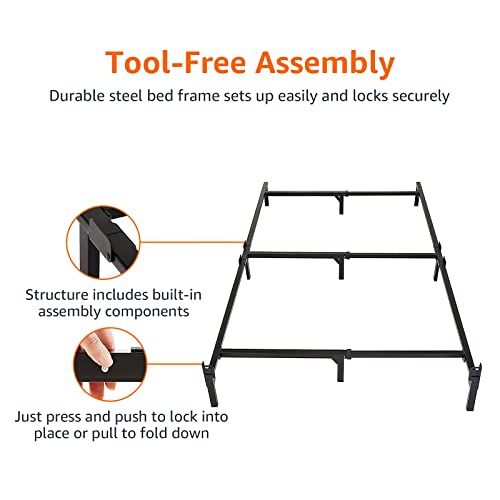 Amazon Basics Metal Bed Frame, 9-Leg Base for Box Spring and Mattress - Full, 74.5 x 53.5-Inches, Tool-Free Easy Assembly