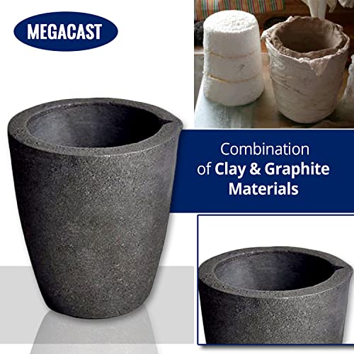 #3 6KG MegaCast™, Foundry Clay Graphite Crucibles Black Cup Furnace Torch Melting Casting Refining Gold Silver Copper Brass Aluminum