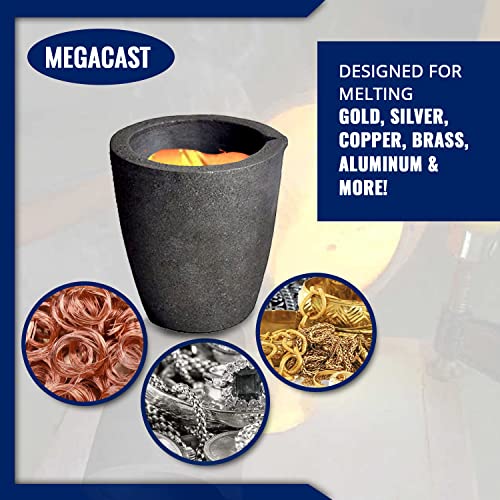 #3 6KG MegaCast™, Foundry Clay Graphite Crucibles Black Cup Furnace Torch Melting Casting Refining Gold Silver Copper Brass Aluminum