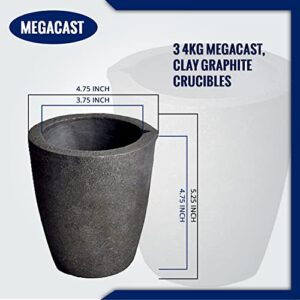 #3 6KG MegaCast™, Foundry Clay Graphite Crucibles Black Cup Furnace Torch Melting Casting Refining Gold Silver Copper Brass Aluminum