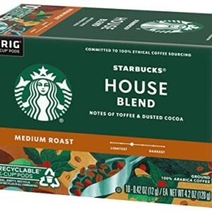 Starbucks Coffee K-Cup Pods, House Blend, Medium Roast Coffee, Notes of Toffee & Dusted Cocoa, Keurig Genuine K-Cup Pods, 10 CT K-Cups/Box (Pack of 3 Boxes)