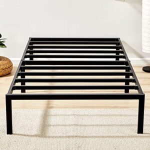 greenforest twin bed frame tool-free quick assembly metal platform, twin size heavy duty bed base with metal steel slats support, no box spring needed