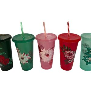 Starbucks Reusable Color Changing 5 Hot Cups - Limited Edition Holiday & Christmas Gift Hot Cups With Lids