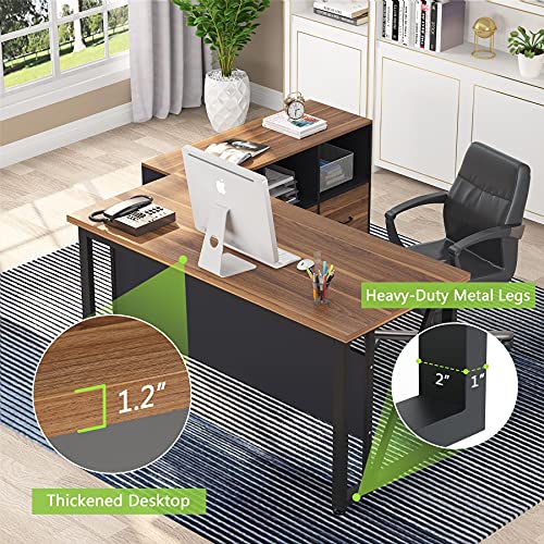 Tribesigns 55 inches Executive Desk and 43" lateral File Cabinet, L-Shaped Computer Desk Home Office Furniture with Drawers and Storage Shelves, Office Table with Cabinet,Rustic