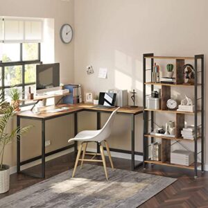 VASAGLE L-Shaped Computer Desk, Industrial Workstation for Home Office Study Writing and Gaming, Space-Saving, Easy Assembly, 55.1”D x 51.2”W, Rustic Brown