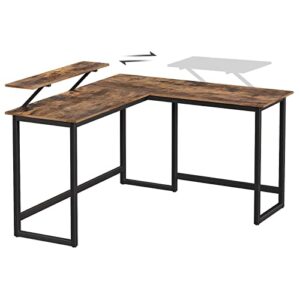 VASAGLE L-Shaped Computer Desk, Industrial Workstation for Home Office Study Writing and Gaming, Space-Saving, Easy Assembly, 55.1”D x 51.2”W, Rustic Brown