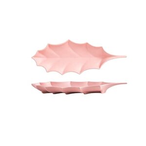 kowmcp dinner plates leaf-shaped plate for household use, for sushi, french fries, fruits, vegetables, pasta (color : pink)