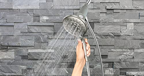 Moen Engage Spot Resist Brushed Nickel Magnetix Six-Function 5.5-Inch Handheld Showerhead with Magnetic Docking System, Detachable Shower Head, 26112SRN