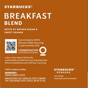 Starbucks Coffee K-Cup Pods, Breakfast Blend Medium Roast, Ground Coffee K-Cup Pods for Keurig Brewing System, 10 CT K-Cup Pods Per Box (Pack of 2 Boxes)