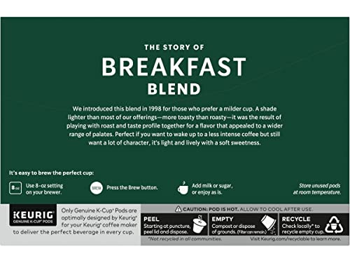 Starbucks Coffee K-Cup Pods, Breakfast Blend Medium Roast, Ground Coffee K-Cup Pods for Keurig Brewing System, 10 CT K-Cup Pods Per Box (Pack of 2 Boxes)