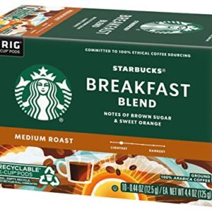 Starbucks Coffee K-Cup Pods, Breakfast Blend Medium Roast, Ground Coffee K-Cup Pods for Keurig Brewing System, 10 CT K-Cup Pods Per Box (Pack of 2 Boxes)