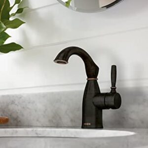 Moen Sarona Mediterranean Bronze One-Handle Single Hole Rustic Farmhouse Bathroom Faucet with Optional Deckplate, Traditional Bathroom Sink Faucet and Drain Assembly, 84144BRB