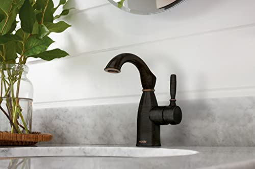 Moen Sarona Mediterranean Bronze One-Handle Single Hole Rustic Farmhouse Bathroom Faucet with Optional Deckplate, Traditional Bathroom Sink Faucet and Drain Assembly, 84144BRB