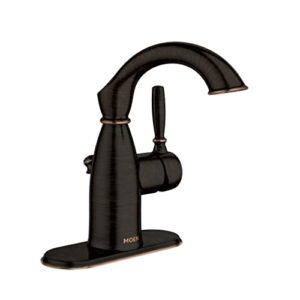 Moen Sarona Mediterranean Bronze One-Handle Single Hole Rustic Farmhouse Bathroom Faucet with Optional Deckplate, Traditional Bathroom Sink Faucet and Drain Assembly, 84144BRB