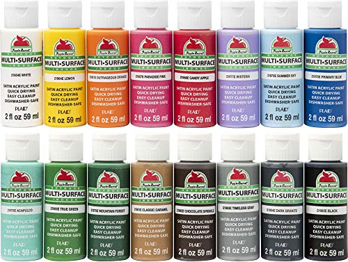 Apple Barrel Multi-Surface Paint Set, 16 Piece (2-Ounce), Colors