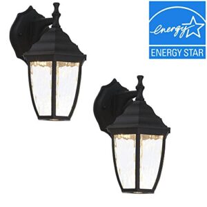 hampton bay outdoor wall lanterns with integrated led bulbs 2-pack