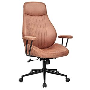 giantex ergonomic office chair, suede leather office chair, high back computer desk chair with removable padded armrest for executive home office, executive chair (dark brown)