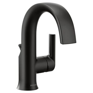 moen doux matte black one-handle high arc laminar stream bathroom faucet, s6910bl