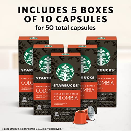 Starbucks by Nespresso Medium Roast Single-Origin Colombia Coffee (50-count single serve capsules, compatible with Nespresso Original Line System)