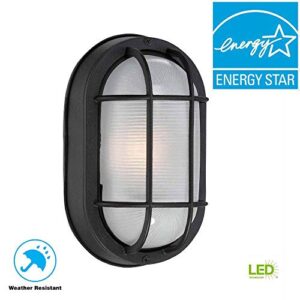 hampton bay black outdoor led wall lantern