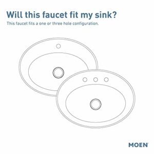 Moen Wellton Single-Handle Spot Resist Brushed Nickel Bathroom Faucet, One Hole Bathroom Sink Faucet with Optional Deck Plate and Drain Assembly, 84980SRN